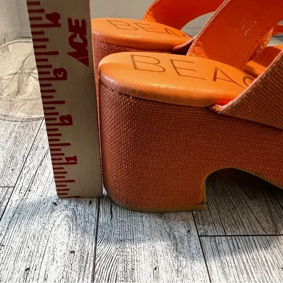 BEACH by Coconuts By Matisse Ocean Ave Chunky Platform Slide Sandal Peach Size8M - Picture 7 of 7